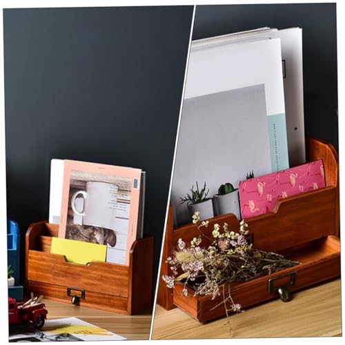 Homoyoyo Holz Aufbewahrungsregal Schreibtisch Organizer Mehrschichtiges Desktop Regal Kreatives Design Praktisch Für Büro Zuhause Dormitory Dokumentenablage von Homoyoyo