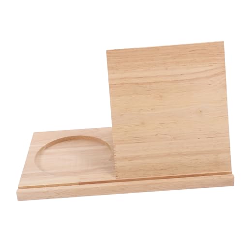 Homoyoyo Holz Buchständer Dreieckiger Bücherhalter mit Seitenhalter und Getränkeuntersetzer Natürlicher Holzlook Multifunktionales Dreieck Regal für Schreibtisch und Wohnzimmer von Homoyoyo