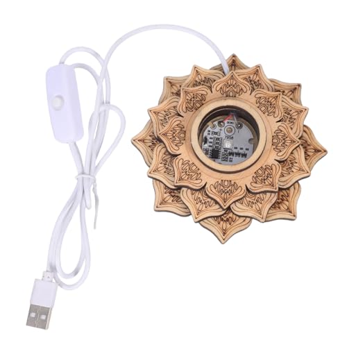 Homoyoyo Holz LED Display Ständer Lotusform USB Nachtlicht Basis für Kristallkugel Globe Dekoration Stabile Holzsockel Elegante Ausstellungsplattform von Homoyoyo