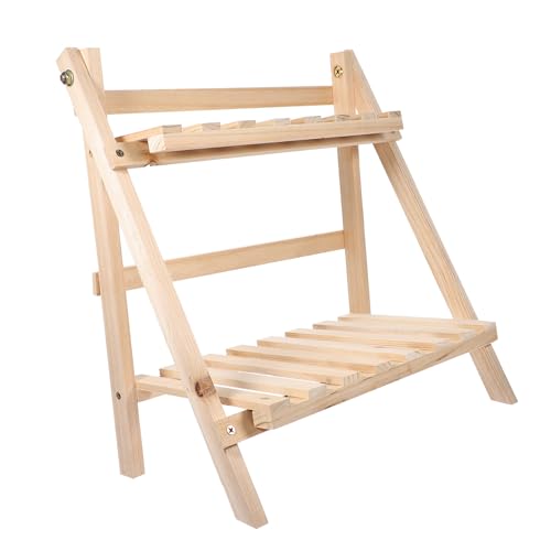 Homoyoyo Holz Pflanzenständer Zweilagiger Blumentopfhalter für Balkon Dekorativer Pflanzenständer Stabiler Blumentopf Rack für Zuhause und Büro von Homoyoyo