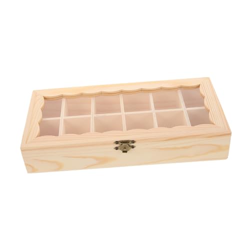 Homoyoyo Holz Schmuckbox Fächer Transparent Holzbox für Bastelprojekte Kleine Aufbewahrungsbox aus Sicherem Holz für Schmuck und Geschenke Vielseitig für Zuhause Büro und DIY Dekoration von Homoyoyo