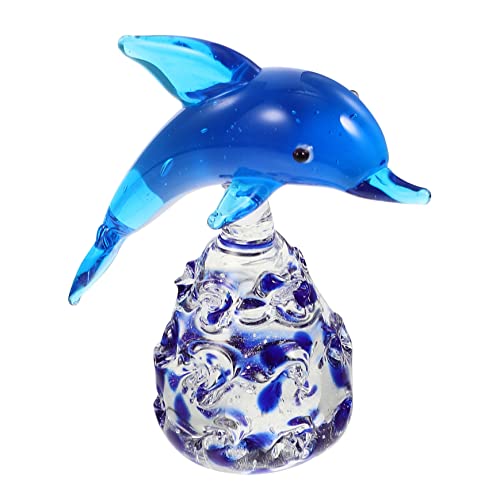 Homoyoyo Kleine Delphinverzierung Tierfigur Aus Glas Delphin Blauem Meerestierfigur Delfindekoration Ozeanfigur Desktop- - -Delphin-Statue Delphin-Statue Glas Wohnkultur Niedlich von Homoyoyo