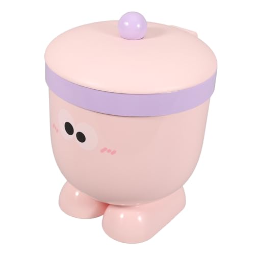 Homoyoyo Kleiner Tischmülleimer mit Deckel Niedliches Cartoon Design Kompakter Desktop Mülleimer für Büro Badezimmer Küche und Schlafzimmer Platzsparend Stabiler Mini Abfallbehälter für von Homoyoyo