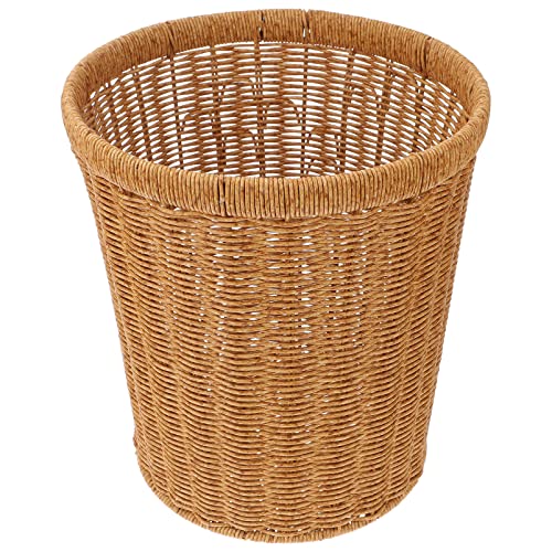 Homoyoyo 1stk Rattanartiger Papierkorb Mülleimer Fürs Büro Tischdekoration Rattankörbe Zur Aufbewahrung Simulierter, Aus Rattan Geflochtener Müllkorb Schreibtisch Combo-platte Plastik von Homoyoyo