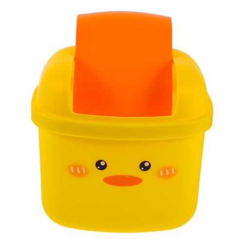 Homoyoyo Kreativer Mini Tischmülleimer Form Gelben Ente Lustiger Abfallbehälter für Schreibtisch Leicht und Tragbar für Büro und Zuhause Süßes Design für Jede Dekoration von Homoyoyo