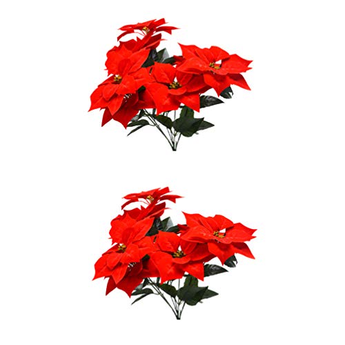 Homoyoyo Künstlicher Weihnachtssternstrauß Rote Seidensterne Blumen Weihnachtsblumen Picks für Weihnachten DIY Weihnachtsbaumkränze Girlandendekor von Homoyoyo