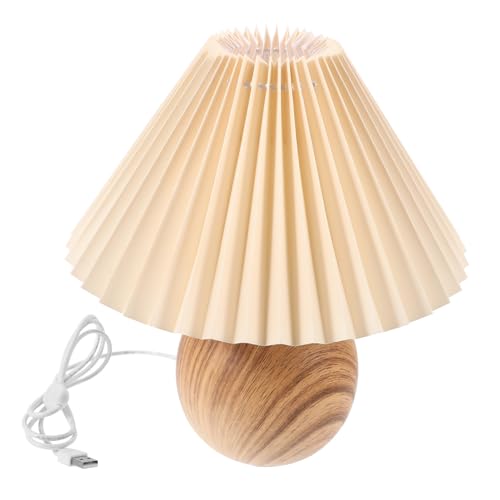 Homoyoyo Holzmaserung Nachttischlampe Mit Usb- Dimmbar Und Vielseitig Einsetzbar Für Schlafzimmer Wohnzimmer Und Kreative Räume Elegantes Faltendesign Für Stilvolle Atmosphäre von Homoyoyo