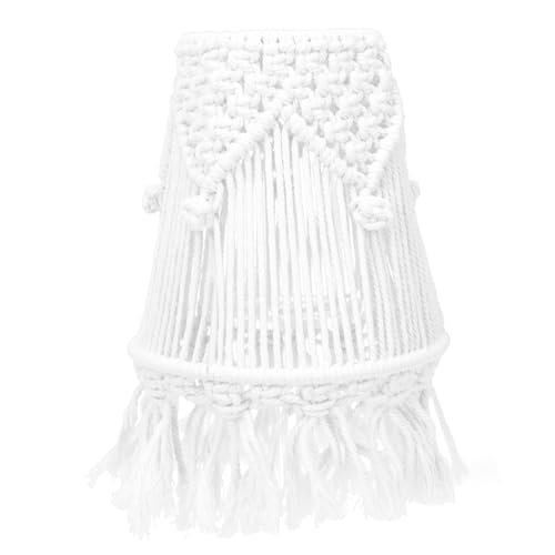 Homoyoyo Macrame Lampenschirm aus Baumwollseil Handgewebter Deckenlampenschirm Einfach zu Montierender Vielseitiger Lampenschirm für Wohnzimmer Schlafzimmer und Büro Boho Dekor Kompatibel von Homoyoyo