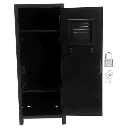 Homoyoyo Metal -Desktop -Speicherbox Schlafzimmer Schrank Schließbarer Organizerschrank Schrank mit Schloss Schlafzimmer Metallschrank Schließbarer Speicherorganisator Eisen Schwarz von Homoyoyo