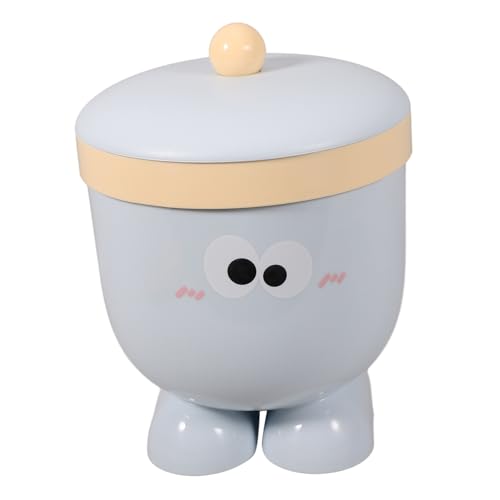 Homoyoyo Mini Desktop Mülleimer mit Deckel Cartoon Design Moderater Fassungsvermögen Geruchsdicht Kompakter Abfalleimer für Küche Bad Büro Schlafzimmer Kleine Räume von Homoyoyo