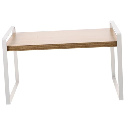Homoyoyo Organizer Regal Lang Weiß mit Holz Büro Schreibtisch Aufbewahrung Ablage für Schlafzimmer und Arbeitszimmer von Homoyoyo