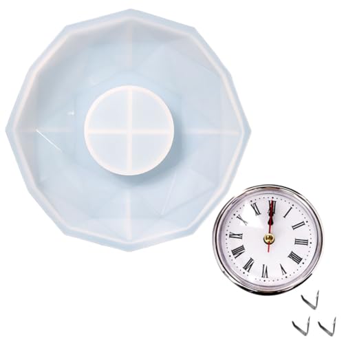 Homoyoyo Polygonale Uhr Gießform aus Lebensmittelechtem Silikon Wiederverwendbare Epoxidharzform für DIY Bastelprojekte Mit Silbernem Uhrwerk und Federn Einfach zu Entformen und Reinigen Homoyoyo Polygonale Uhr Gießform aus Lebensmittelechtem Silikon Wiederverwendbare Epoxidharzform für DIY Bastelprojekte Mit Silbernem Uhrwerk und Federn Einfach zu Entformen und Reinigen von Homoyoyo