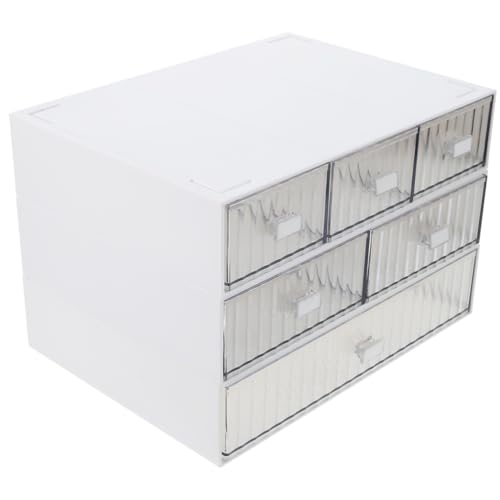 Homoyoyo Praktische Stapelbare Schubladenbox mit Fächern Weiß Gestreift Tisch Organizer zur Aufbewahrung von Kosmetik und Kleinteilen Multifunktional für Büro Bad und Wohnzimmer von Homoyoyo