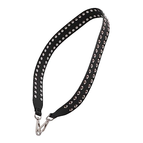 Homoyoyo Punk Schultergurt für Damenhandtaschen Verstellbarer Umhängegurt mit Silbernen Nieten Doppelseitiges Design Schwarz Modisches Accessoire für Jede Gelegenheit von Homoyoyo