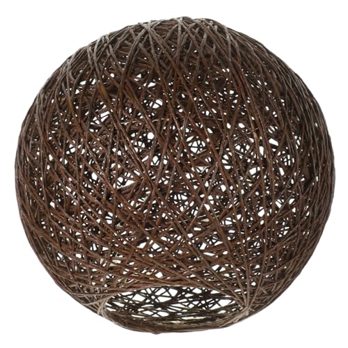 Homoyoyo Rattan Ball Lampenschirm Pendelleuchte Tiefbraun Handgefertigt Robuster Papierlampenschirm Dekorative Deckenleuchte für Wohnzimmer Schlafzimmer von Homoyoyo
