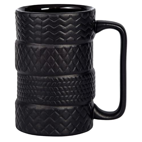 Homoyoyo Weihnachtsgeschenke Reifen Kaffee Tee Tasse Porzellan Kaffeetassen Reifen Wasserflasche für Freundwagen Fans Geschenk Kaffee Tee Cappuccino Kakao Müsli Schwarz Büro von Homoyoyo