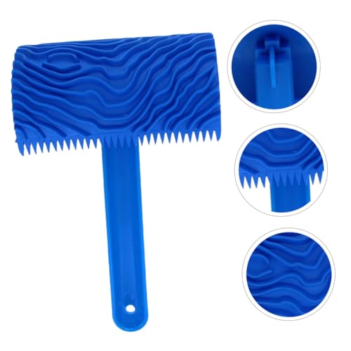 Homoyoyo Rubber Wood Graining Tool mit Langem Griff Blauer Musterroller für Realistische Holzmaserung an Wand und Boden Langlebig Leicht zu Reinigen für DIY Wanddekoration von Homoyoyo