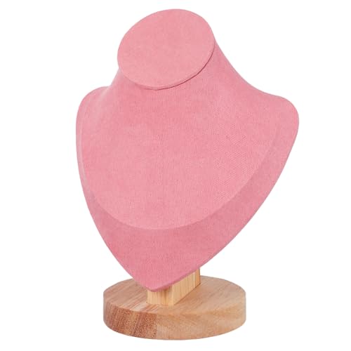 Homoyoyo Schmuckständer Mit Holzsockel Für Halsketten Und Armbänder Organizer Für Schmuck Im Geschäft Oder Zuhause Büste-mannequinkopf-Display Rosa von Homoyoyo