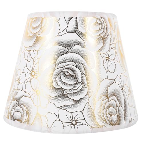 Homoyoyo Silberne Rosen PVC Lampenschirm Blumenmuster Tischlampe Lampenschirm Ersatz für Kronleuchter Innenraum Beleuchtung Dekorative Leuchte von Homoyoyo