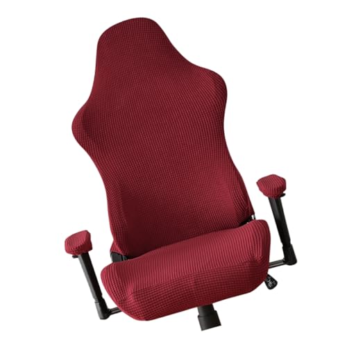 Homoyoyo Stretchbarer Gaming Stuhlbezug Bürostuhl Schutzbezug Rutsch Abnehmbar Waschbar Elastischer Sesselüberzug für Büro Gaming Netcafé Weinrot von Homoyoyo
