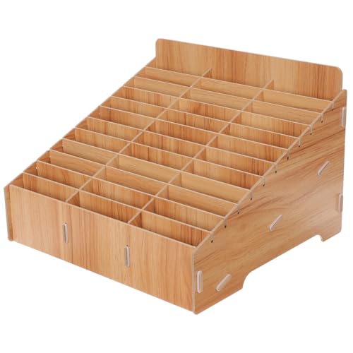 Homoyoyo Stabiler Schreibtisch-Organizer aus Holz mit Handyhalterung - Multi-Fach Desktop-Organizer für Büro, Schule & Zuhause - Stiftehalter & Smartphone-Ständer (1 Stück) von Homoyoyo