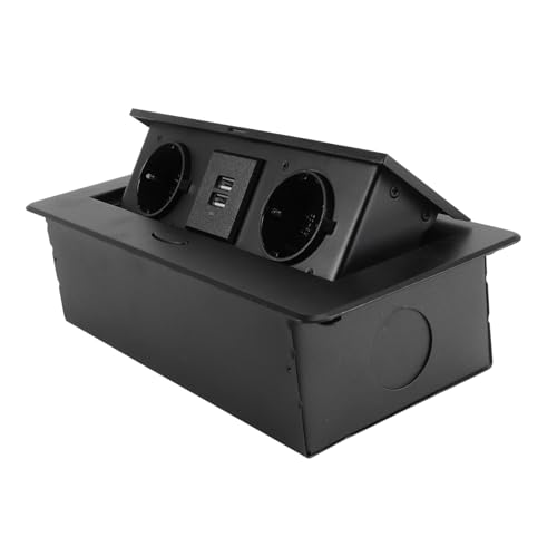 Homoyoyo Versenkbare Pop up Steckdose mit USB Runde Eckige Tischsteckdose in Schwarz Gedämpfte Öffnung Einfache Installation Geeignet für Konferenztische von Homoyoyo