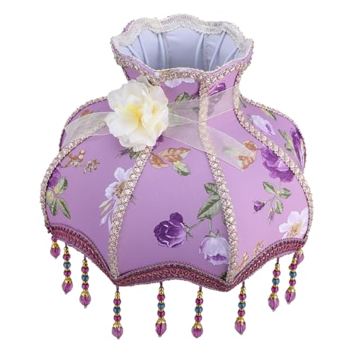 Homoyoyo Vintage Lampenschirm Fassung Stoff Lampenschirm Wandlampe Tischlampe Stehlampe mit Zarter Spitzenverzierung Stabile Konstruktion Vielseitig Kompatibel für Wohnraumbeleuchtung von Homoyoyo
