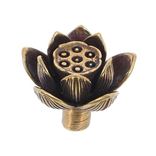 Homoyoyo Vintage Messing Schrankgriffe Floral Lotus Blume Schubladenknöpfe Ziehhaken Dekorative Möbelbeschläge Für Kommode Schrank Küchenschrank von Homoyoyo