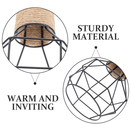 Homoyoyo Vintage Metall Draht Lampenschirm mit Juteseil Umwickelt Industrieller Eisen Käfig Lampenschirm Rustikaler Glühbirnenschutz für Decken und Wandbeleuchtung DIY Hausdekoration von Homoyoyo