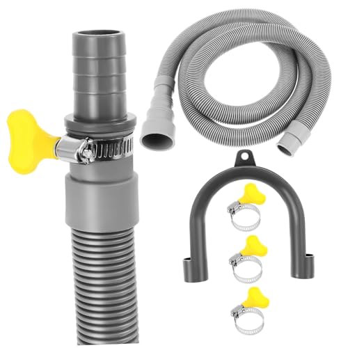 Homoyoyo Waschmaschinen Ablaufschlauch mit Zubehör Flexibler Ersatzschlauch Kompatibel für Tragbare und Kompakte Modelle Inklusive Adapter U Halterung und Gelben Schlauchschellen Einfache von Homoyoyo