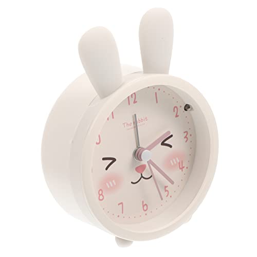 Homoyoyo Cartoon Rabbit Alarm Clock mit Nachtlicht Geräuschloser Wecker für Kinderzimmer und Büro Dekorative Tischuhr Batteriefrei für Schlafzimmer und von Homoyoyo