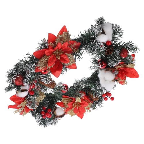 Homoyoyo Weihnachtlicher Dekorativer Weihnachtskranz Rot Weiß Künstlicher Türkranz Traditionell Langlebiges Material Vielseitige Fenster und Wanddeko Für Zuhause Büro Party Hotel von Homoyoyo