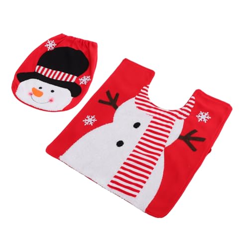 Homoyoyo Weihnachtlicher Toilettensitzbezug aus Polyester Dekorativer Toiletten Deckelschutz mit Schneemann Design Abnehmbar Leicht zu Reinigen rutschfest Passend für Verschiedene Toiletten von Homoyoyo
