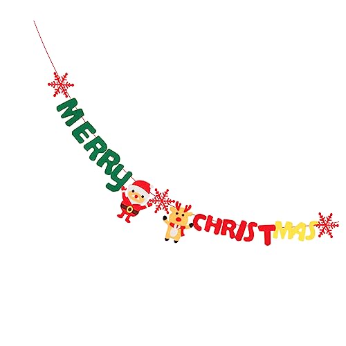 Homoyoyo Weihnachtsbanner Filz Langlebiges Xmas Party mit Weihnachtsmann Schneeflocken Elch und Buchstaben Teilig Hängend für Zuhause Hotel Supermarkt Festliche von Homoyoyo