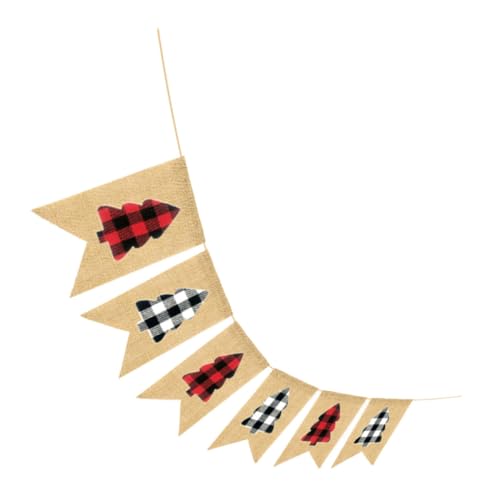 Homoyoyo Weihnachtsdeko Banner aus Grobem Jutestoff mit Karomuster Dekorative Weihnachtsschnur mit Weihnachtsbaum für Festliche Xmas Party Wetterfest für Innen und Außen von Homoyoyo