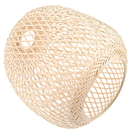 Homoyoyo Woven Bamboo Lampenschirm Handgefertigter Deckenlampenschirm für Esszimmer Retro Hängelampe Øcm für Wohnzimmer Cafés und Küchen Weich und Augenschonend von Homoyoyo