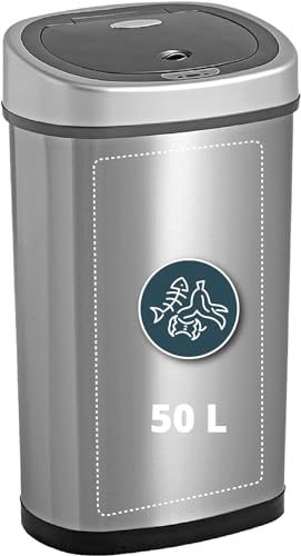 Homra Mülleimer mit Sensor 50L Fonix | Smart Bin Edelstahl | 1 Fach Küchen Abfalleimer Bewegungssensor 50 liter | Mülltrennung Elektrisch | Soft Close Mülltrennsystem für in der Küche von Homra