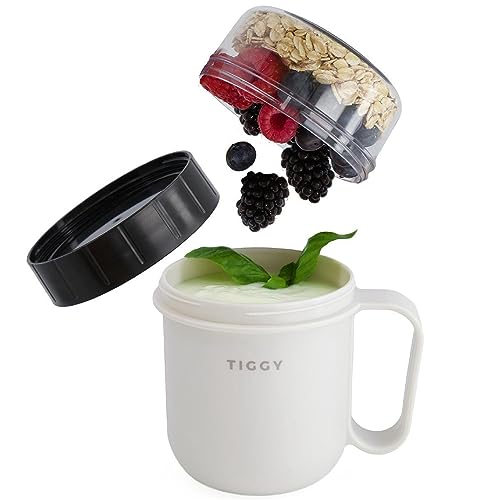 Homra TIGGY Joghurtbecher To Go 750ml Grau - Müslibecher To Go – Kaffee To Go - Lunchbox Erwachsene - Strapazierfähiger Kunststoff - BPA-frei - Mikrowellen-, gefrier- und spülmaschinenfest von Homra