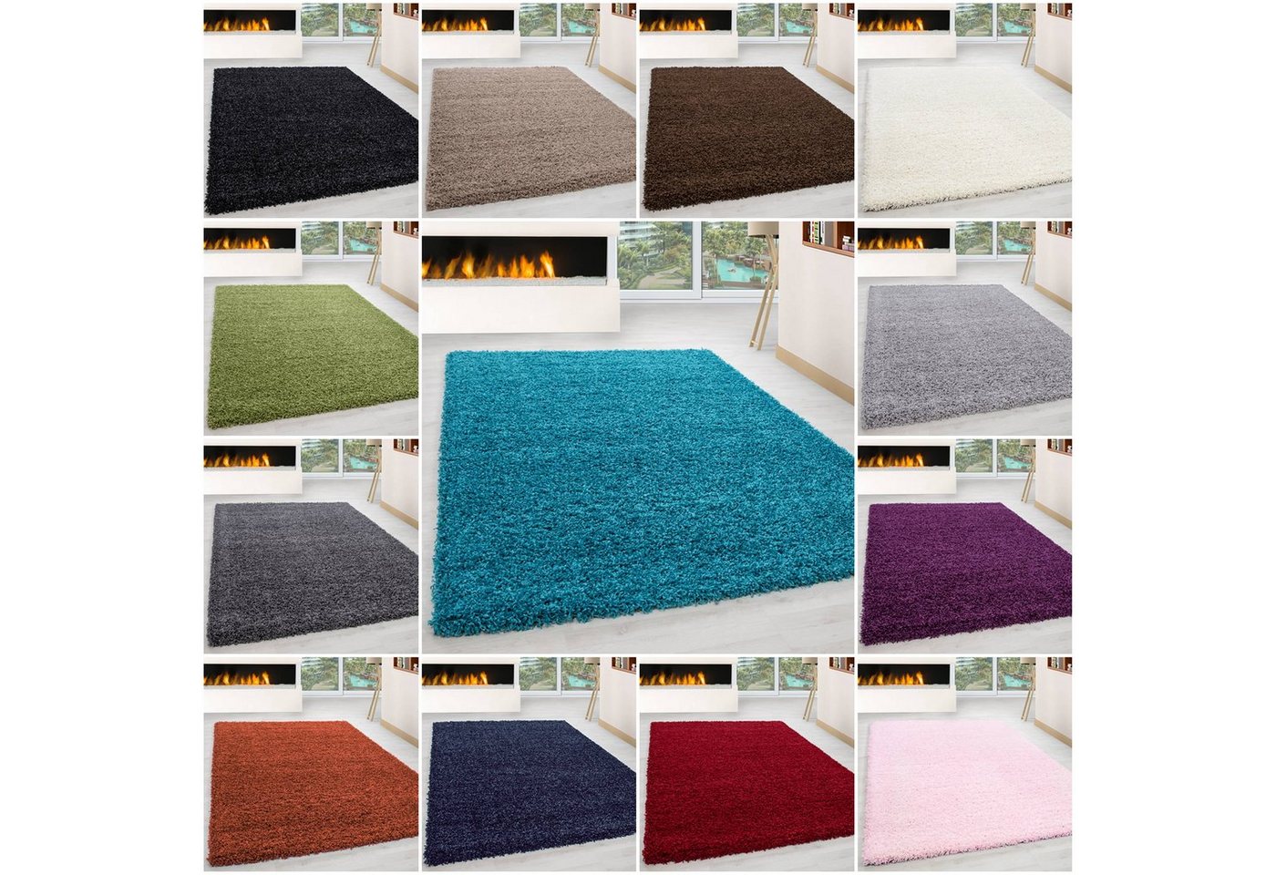 Hochflor-Teppich, Homtex, 60 x 110 cm, Wunderschöne Shaggy Teppich Hochflor Intensive Farbbrillanz von Homtex