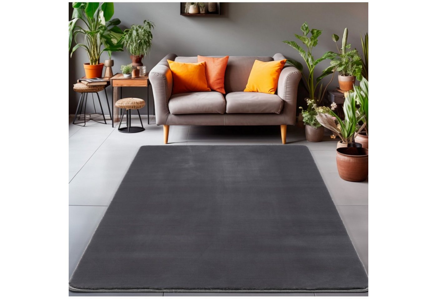 Hochflor-Teppich, Homtex, 80 x 150 cm, Langflorteppich Unicolor, ideal für Wohn-, Ess- oder Schlafzimmer von Homtex