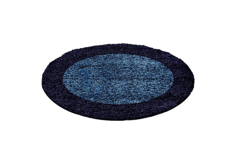 Homtex Hochflor-Teppich, Ø 120 cm Rund, Designer Hochflor Teppich mit zweifarbiger Bordüre, Modern und Elegant von Homtex