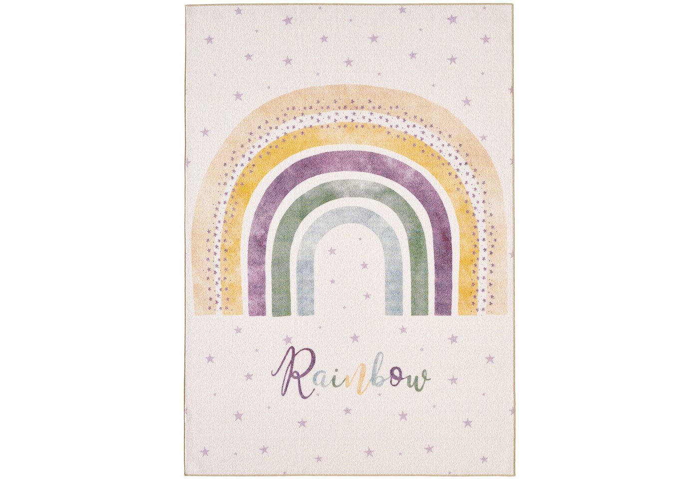 Homtex Kinderteppich, 120 x 170 cm, Fröhlicher Kinderzimmer-Teppich mit Regenbogenmuster- Wohlfühloase von Homtex