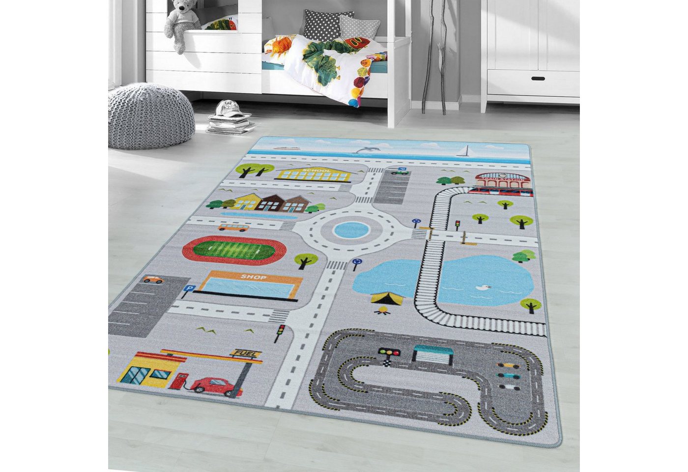 Kinderteppich, Homtex, 80 x 120 cm, Kinderteppiche, Höhe 8 mm, straßenteppich, spielteppich, spielteppich von Homtex