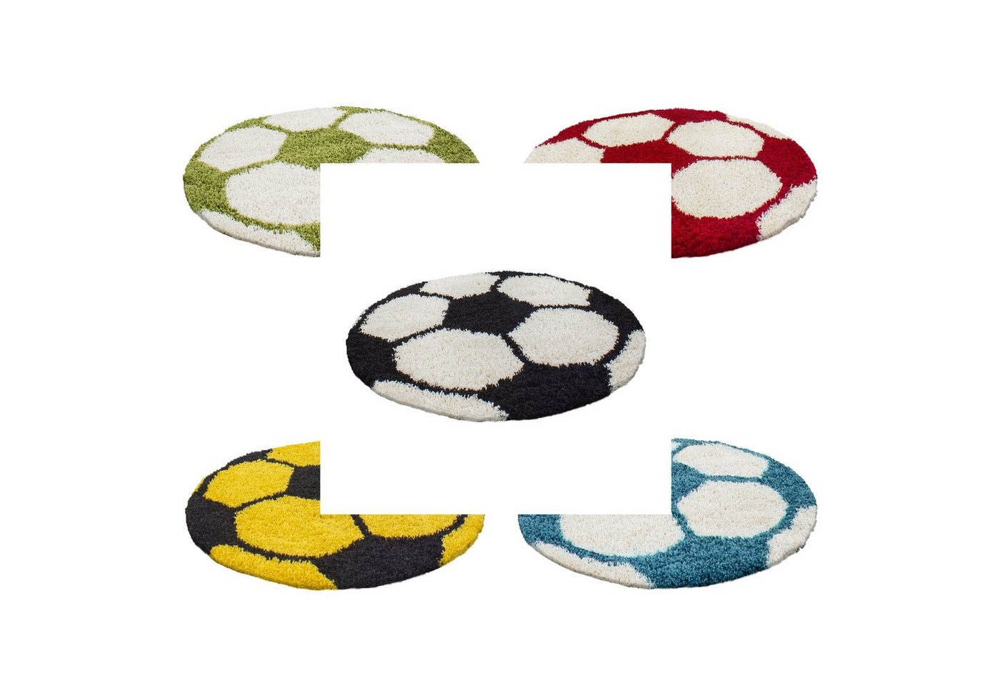 Kinderteppich, Homtex, Ø 120 cm Rund, Wunderschöne Kinderteppich rund, Höhe 30 mm, Fußball Motiv von Homtex