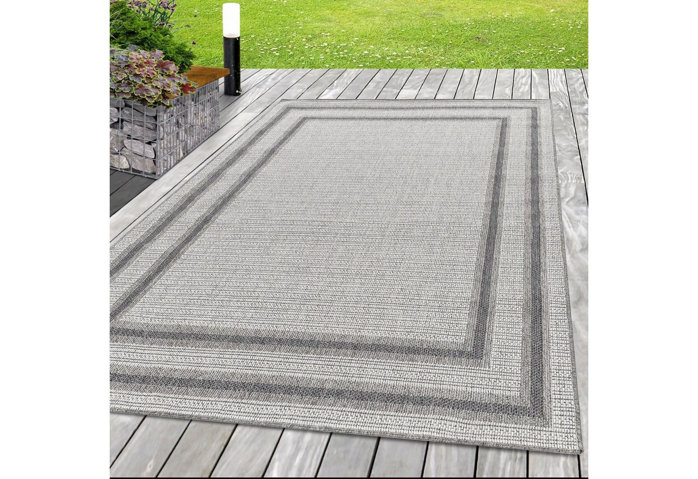 Outdoorteppich, Homtex, 80 x 150 cm, Indoor Outdoor Teppich Balkon Wasserfest Bordüre, 7mm von Homtex