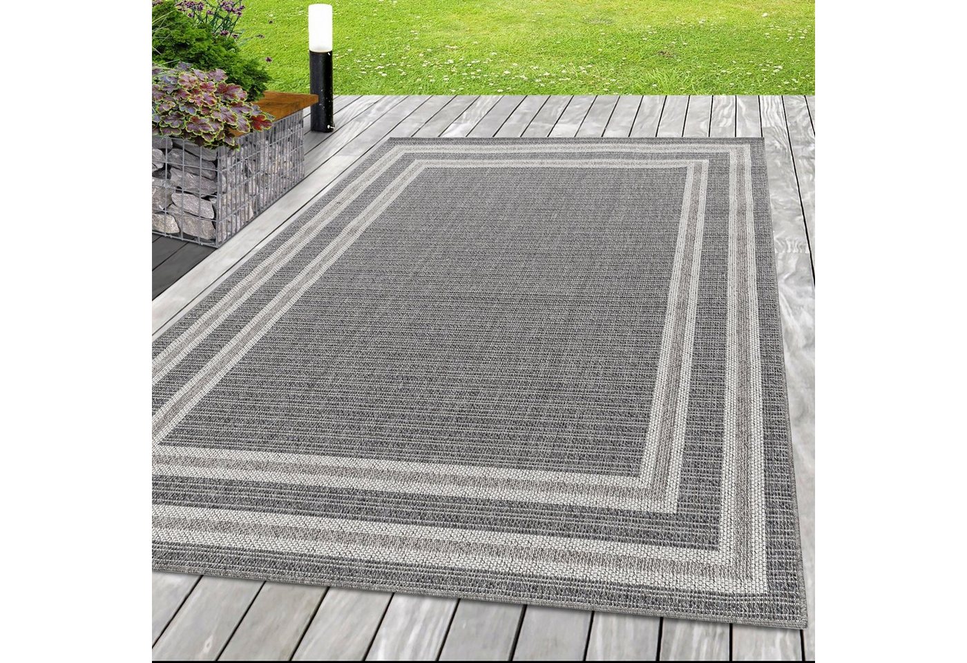 Outdoorteppich, Homtex, 60 x 100 cm, Indoor Outdoor Teppich Balkon Wasserfest Bordüre, 7mm von Homtex