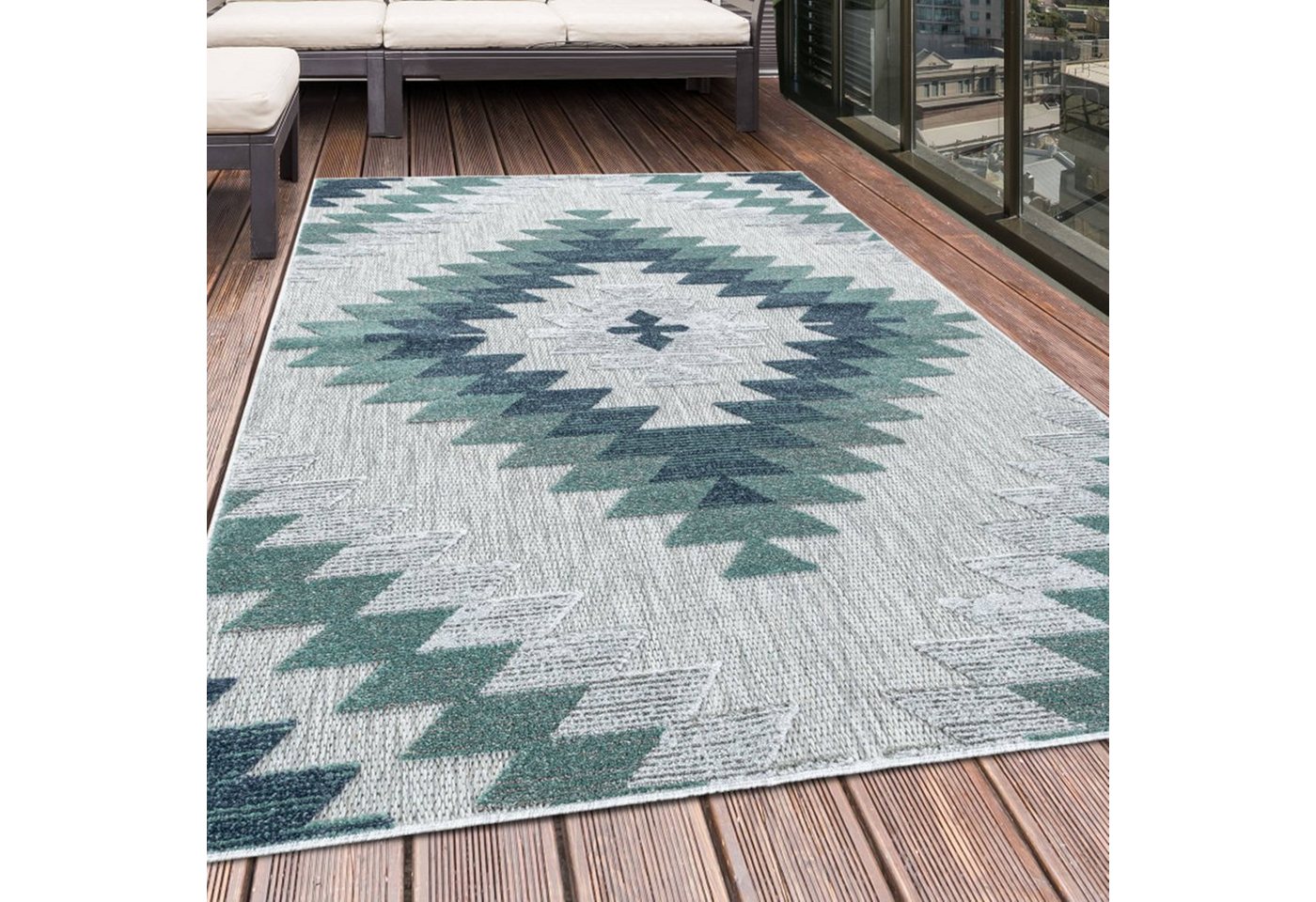 Outdoorteppich, Homtex, 80 x 150 cm, Indoor Outdoor Teppich Balkon Wasserfest Bordüre, 7mm von Homtex