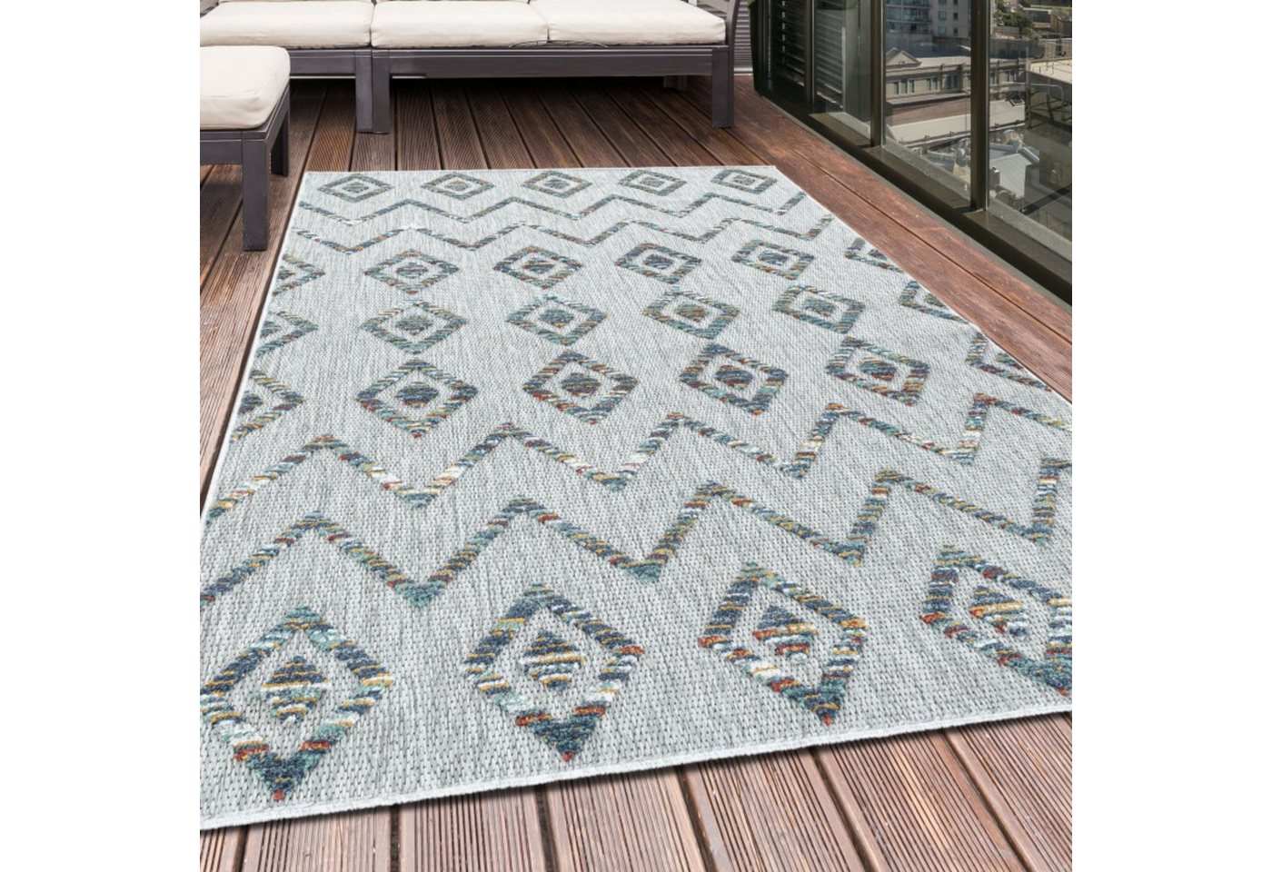 Outdoorteppich, Homtex, 80 x 150 cm, Indoor Outdoor Teppich Balkon Wasserfest Bordüre, 7mm von Homtex