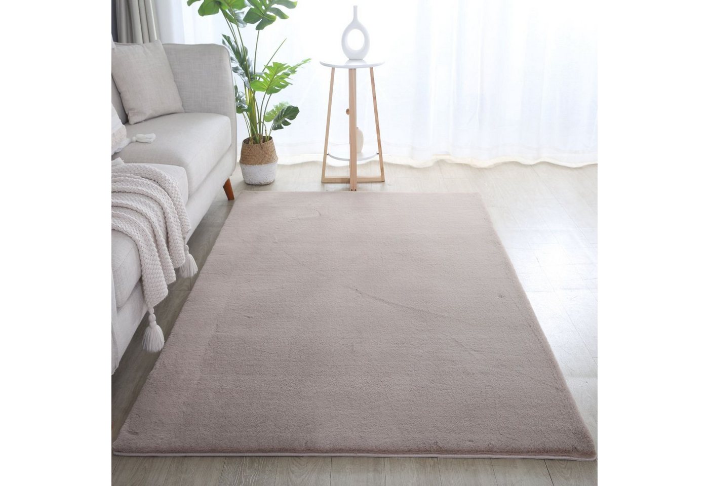 Teppich, Homtex, 60 x 110 cm, Weicher Hochflor Teppich Einfarbig, Felloptik, Flauschig, Rutschfest von Homtex