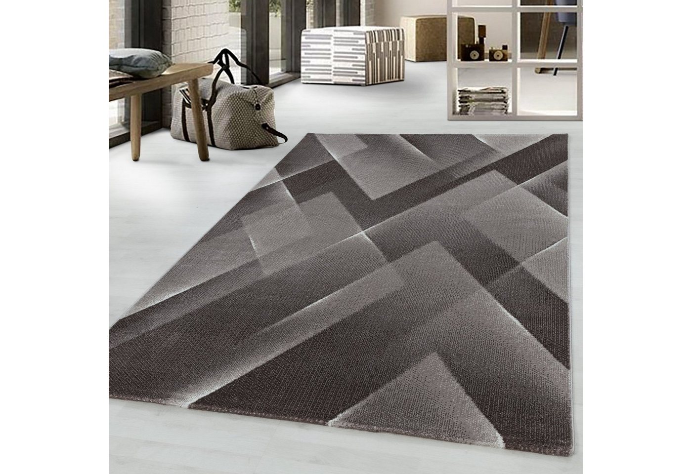 Teppich, Homtex, 80 x 150 cm, Designer Kurzflor Teppich modern design, meliert kariert Höhe 9 mm von Homtex